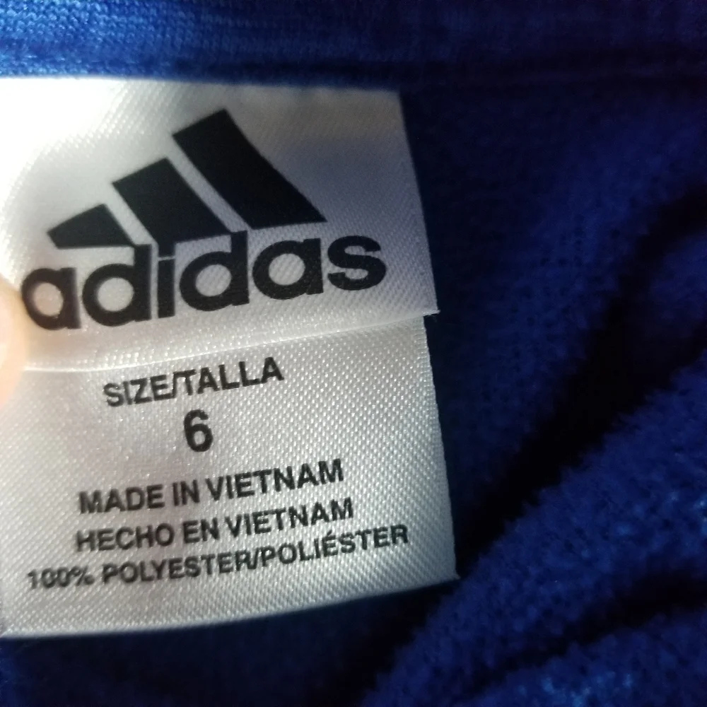 ADIDAS BOY'S BLUE AND WHITE HOODIE SIZE 6